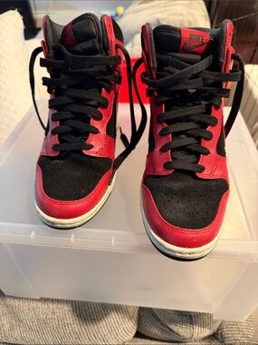 Nike Red and Black High-Top Athletic Shoes